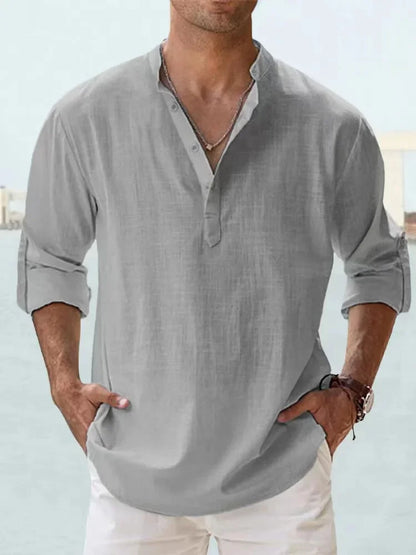 Men's Breathable Basic Cotton Long Sleeve Shirt