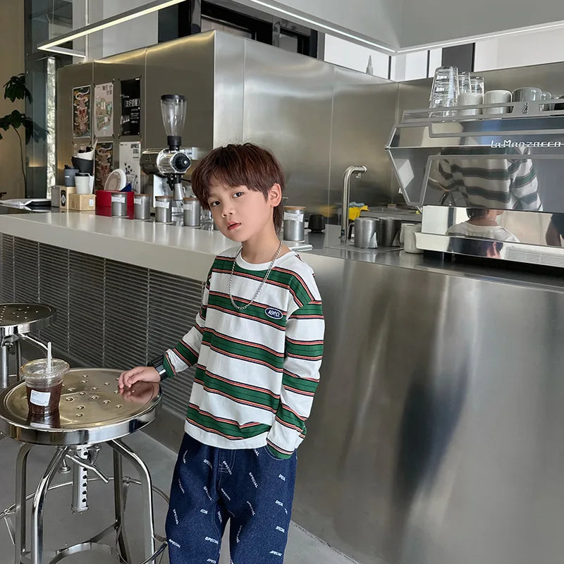 Kids Striped Cotton Long Sleeve T-Shirt 2-7Y