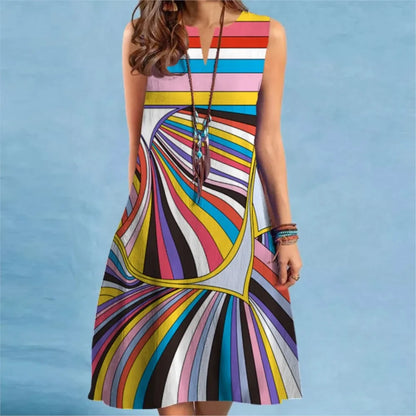 Elegant Flower Power Print Mini Dress 2025 New Women Summer V-neck Sleeveless Sexy A-Line Dress Bohemia Beach Sundress New Femme