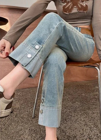 Woman Jeans High Waist Straight Leg Vintage Chic 90s