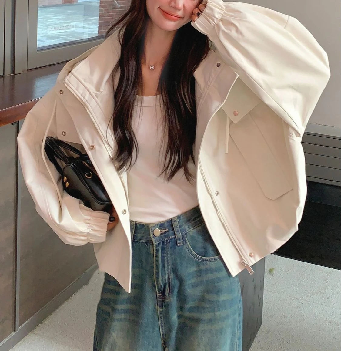 Workwear Hooded Jacket Women Short Jacket Autumn 2025 Casual