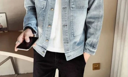 Men's Denim Jacket Short - Casual Slim Korean