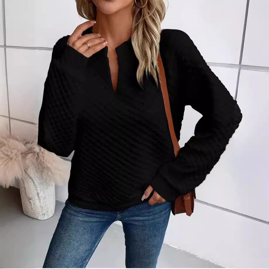 Women's V-Neck Casual Loose Fit Pullover