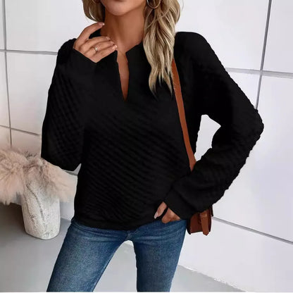 Women's V-Neck Casual Loose Fit Pullover