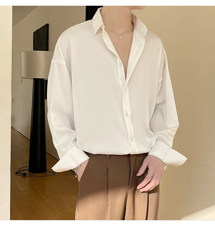 Men's Oversized Ice Silk Formal Shirt