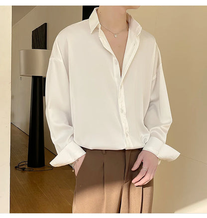 Men's Oversized Ice Silk Formal Shirt