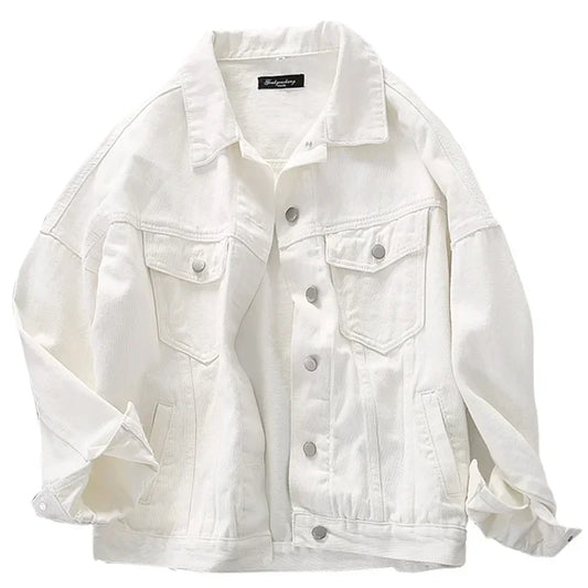 Autumn White Denim Jacket Women Streetwear