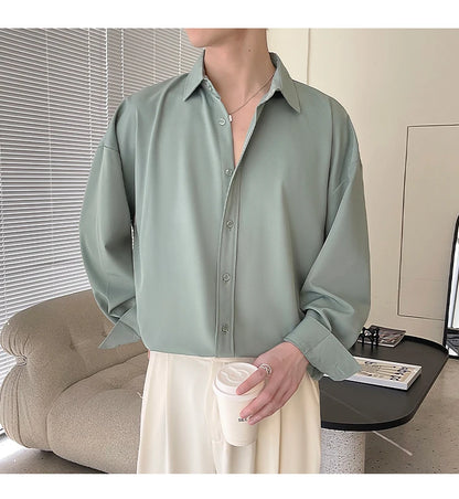 Men's Oversized Ice Silk Formal Shirt