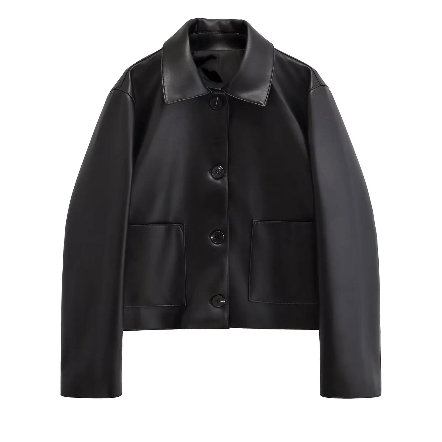 Women's Autumn Leather PU Imitation Leather Loose Black Jacket Motorcycle Coat Autumn Fashion Jackets