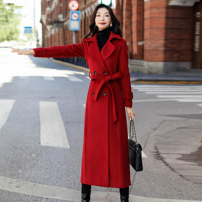 Women's Long Wool Coat - Korean Fashion Winter Coat