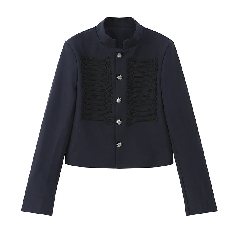 Retro Denim Military Jacket Women 2026
