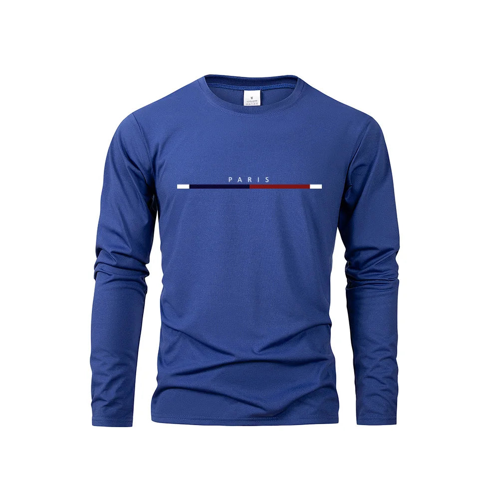Men's Paris Print Casual Long Sleeve T-Shirt