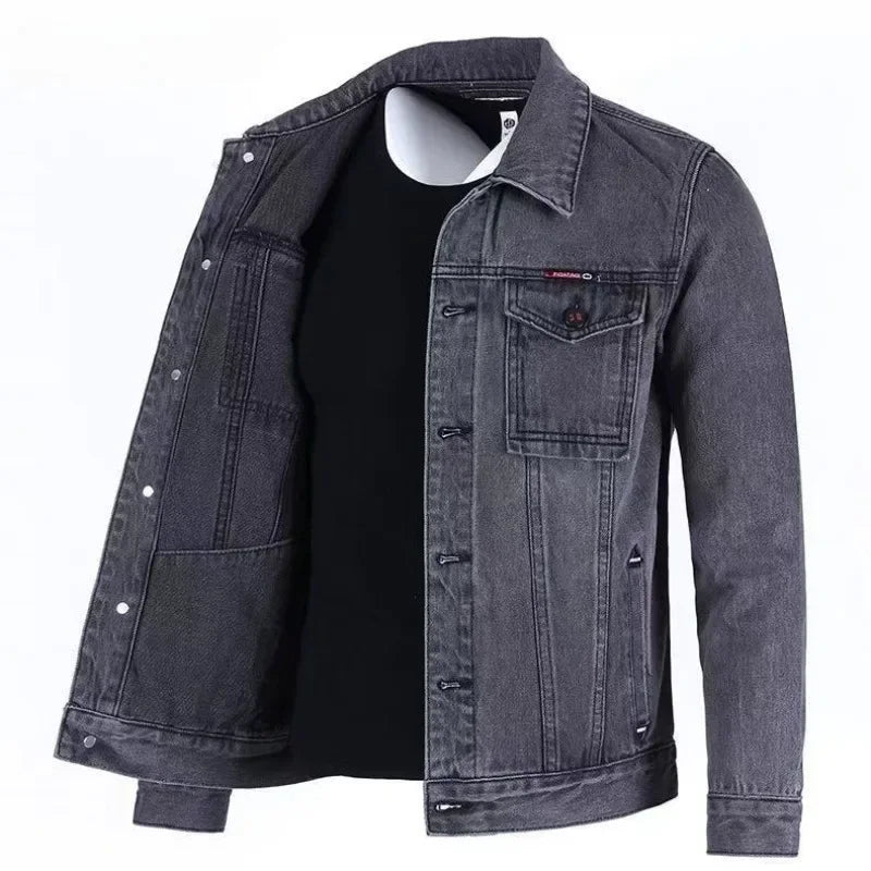 Men's Wool-Lined Denim Jacket - Winter