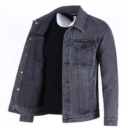 Men's Wool-Lined Denim Jacket - Winter