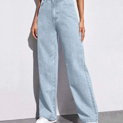 Wide-Legged Jeans Europe - Autumn Spring High-Waisted Straight Thin