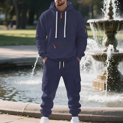 Men's Fleece Zipper Sportswear Suit Set