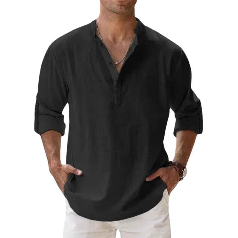 Men's Breathable Basic Cotton Long Sleeve Shirt