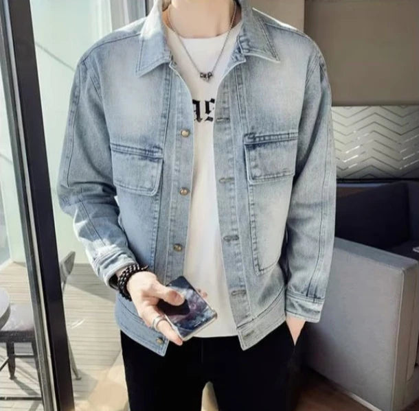 Men's Denim Jacket Short - Casual Slim Korean