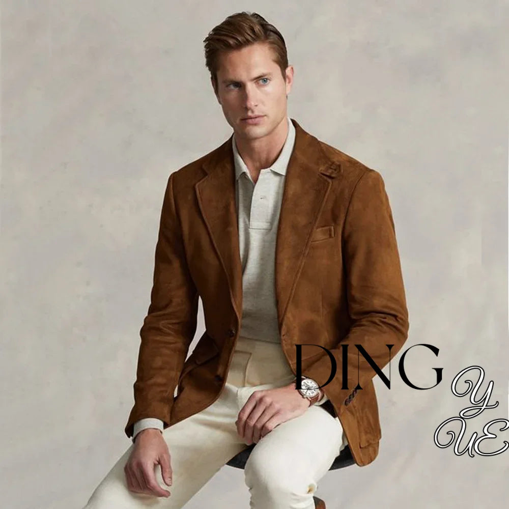 Men's Suede Single Breasted Luxury Blazer