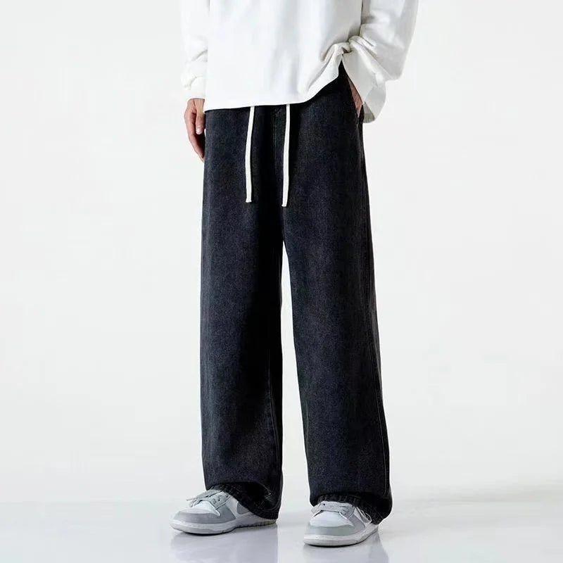 Men's American Loose Wide-Leg Jeans - Hip-Hop Baggy Streetwear