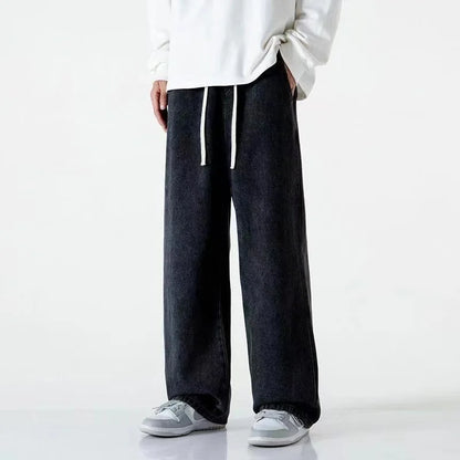 Men's American Loose Wide-Leg Jeans - Hip-Hop Baggy Streetwear