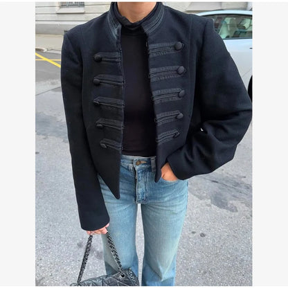 Retro Denim Military Jacket Women 2026