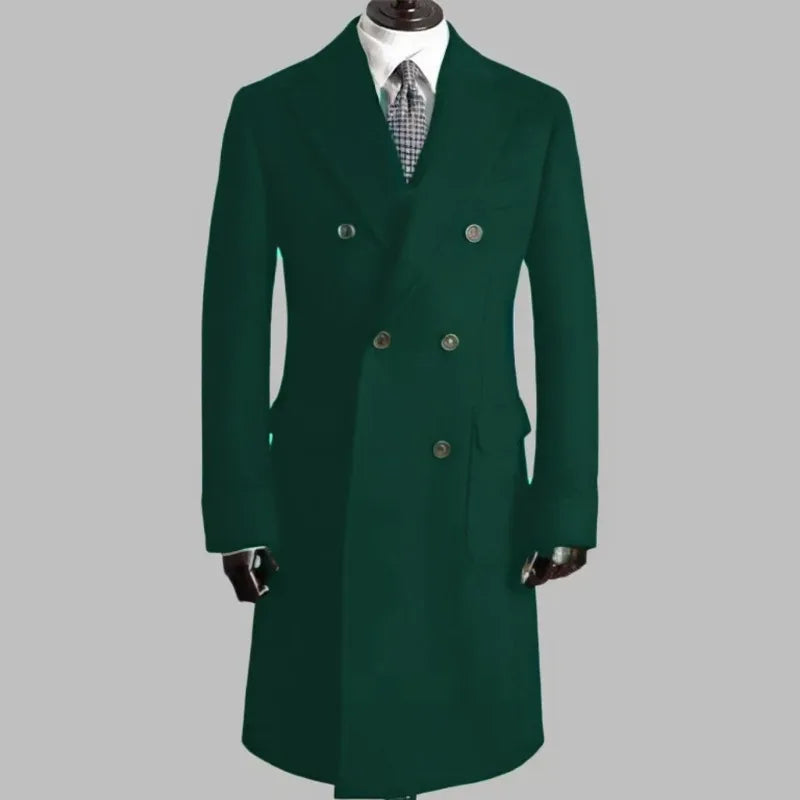 Men's Trench Coat - Notched Lapel Double-Breasted Jacket