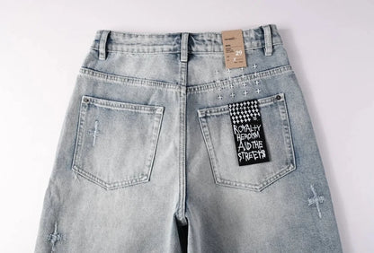 Men's Embroidered Straight-Leg Jeans