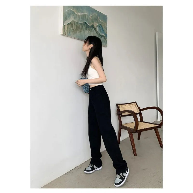 Women Denim Jeans 2025 Autumn Winter High Waist Wide Leg