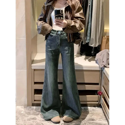Jeans For Woman Y2K Clothes Retro Flared Trousers Winter