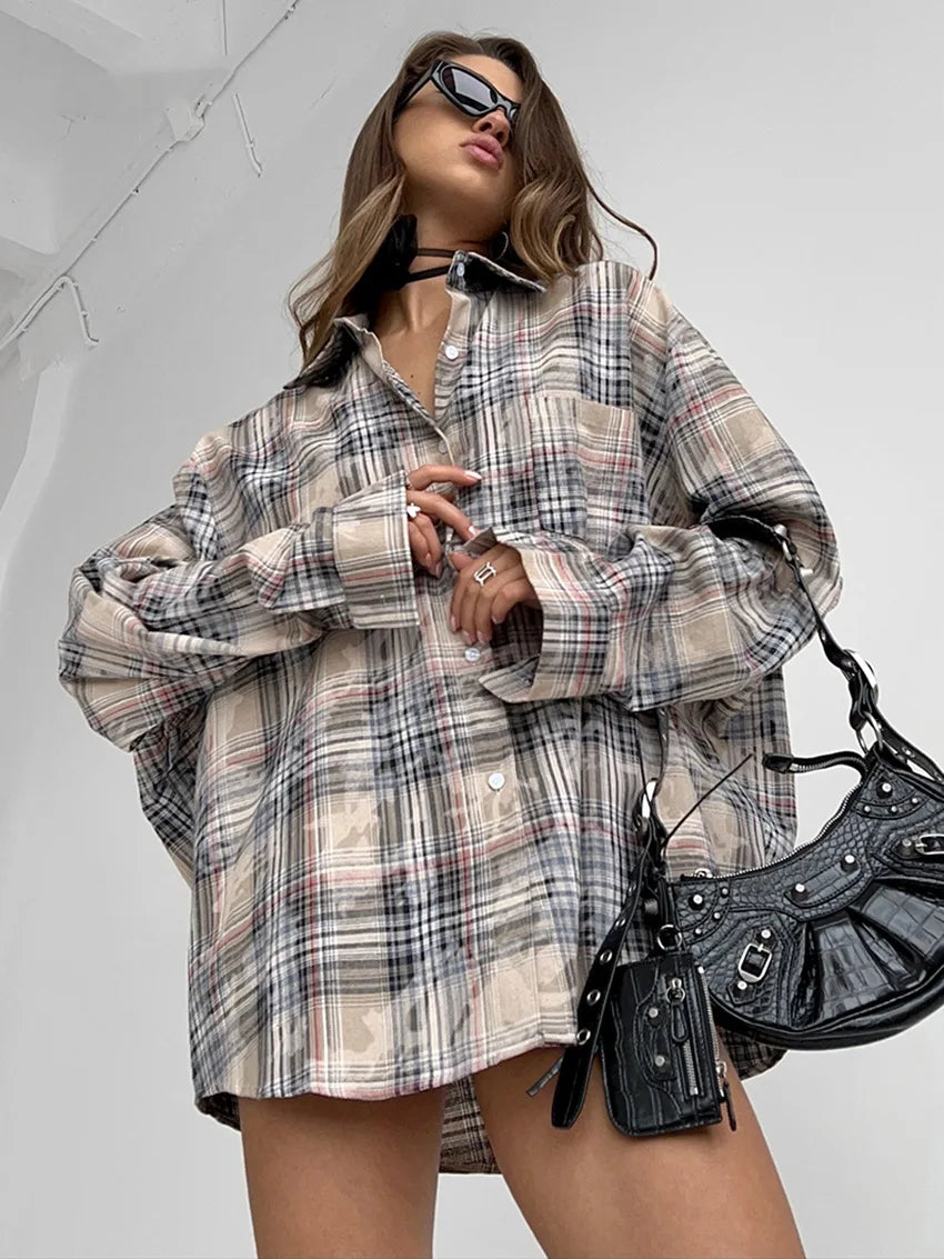 Women's Plaid Shirt Spring Autumn Long Sleeve Casual