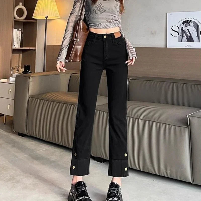 Woman Jeans High Waist Straight Leg Vintage Chic 90s