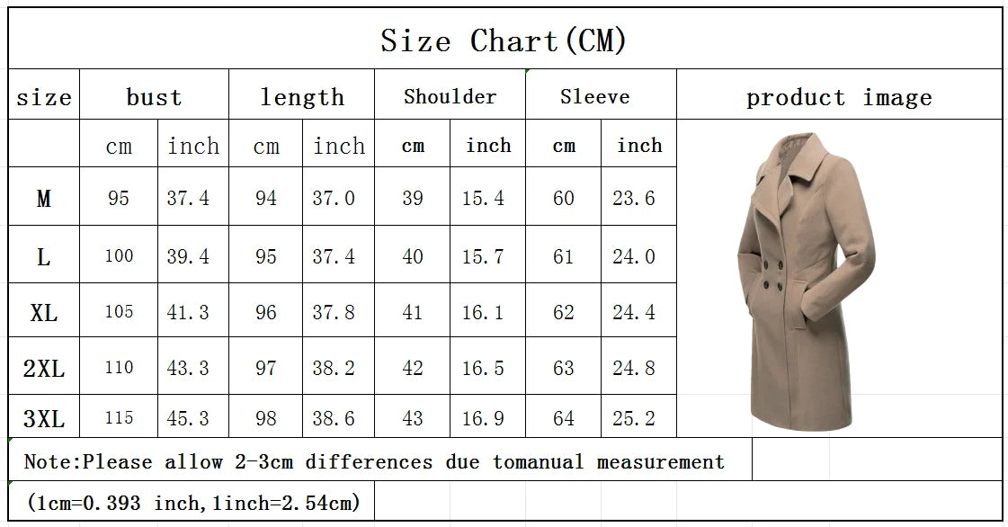 Women's Warm Winter Coat - Wool Blend Lined Jacket