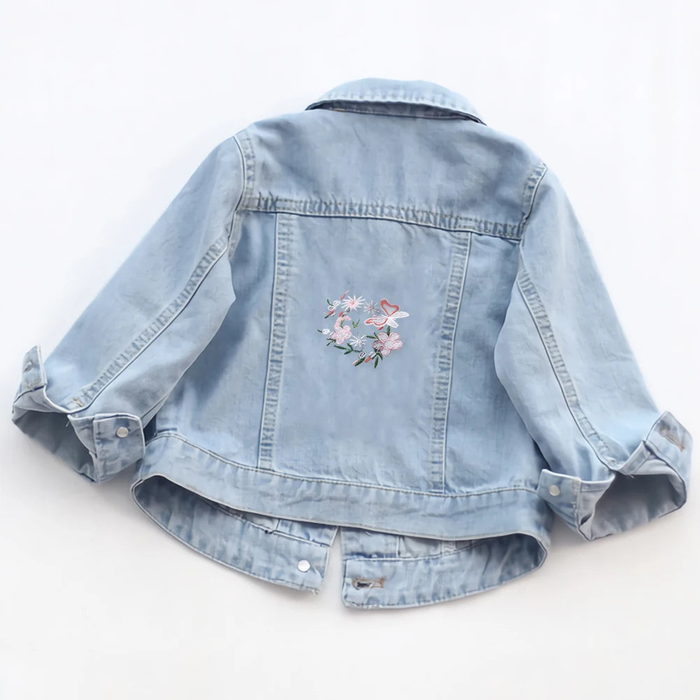 Girls Denim Jacket - Embroidered Cowboy Coat