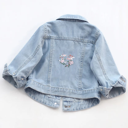 Girls Denim Jacket - Embroidered Cowboy Coat