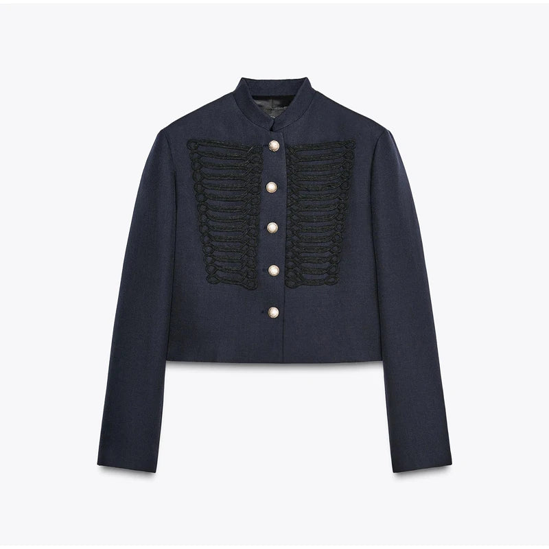 Retro Denim Military Jacket Women 2026