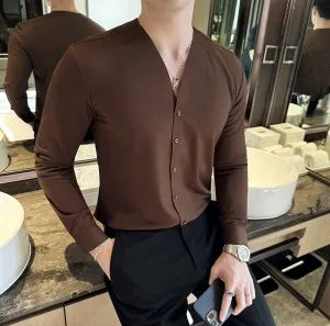 Men's Korean Houndstooth Slim Fit Dress Shirt