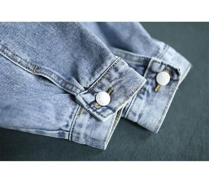 Korean Denim Jacket Women Hooded Vintage