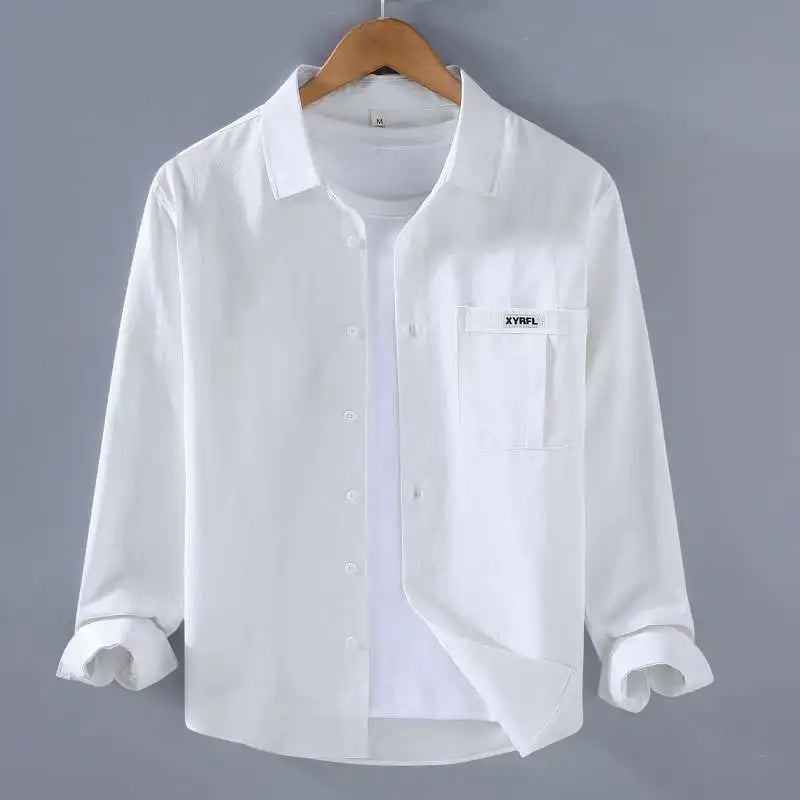 Men's Pocket Button Up Long Sleeve Shirt