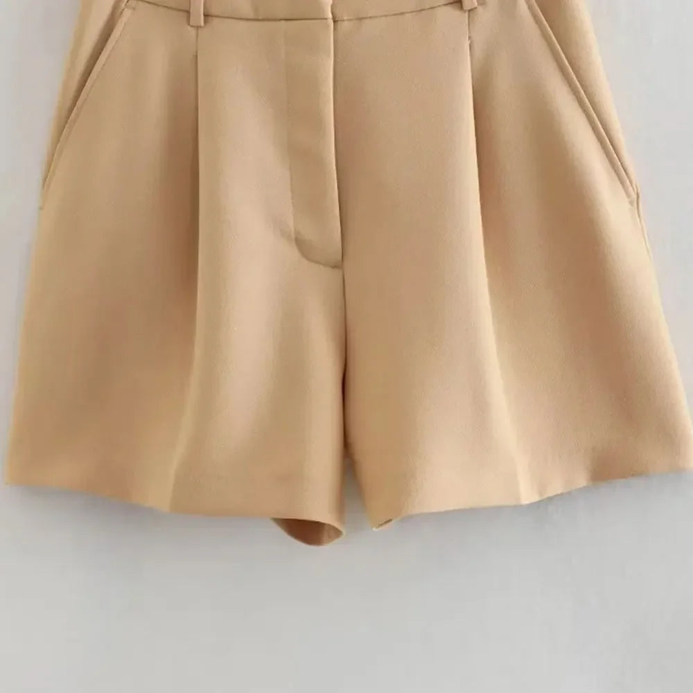 Women's Bermuda Shorts - Vintage High Waist Side Pocket Shorts