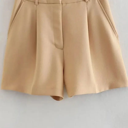 Women's Bermuda Shorts - Vintage High Waist Side Pocket Shorts