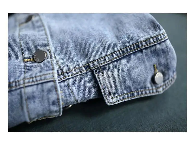 Korean Denim Jacket Women Hooded Vintage