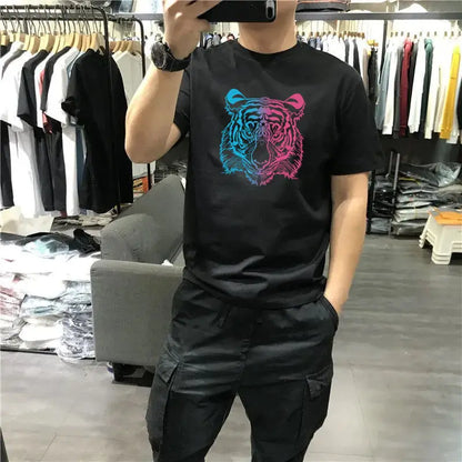 Kişi Üçün T-shirt Kişi Köynəkləri Qara 100% Pambıq Ağ Geyim Üst Hərfli Küçə Geyimi Dairəvi Yaxa Vintage Rok Yüksək Keyfiyyətli Loqosuz