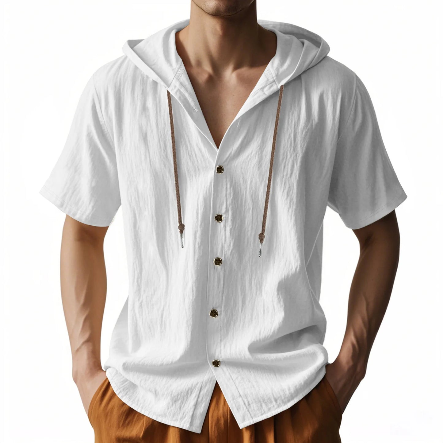 Men's Linen Short Sleeve Beach Shirt