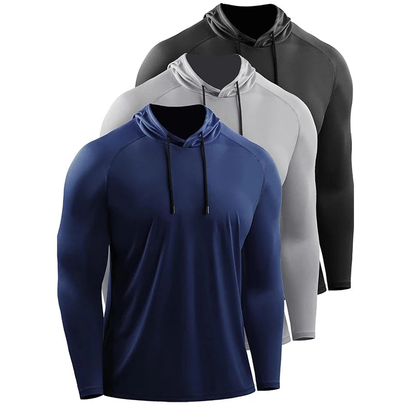 Men's Hooded Running Long Sleeve Sports T-Shirt