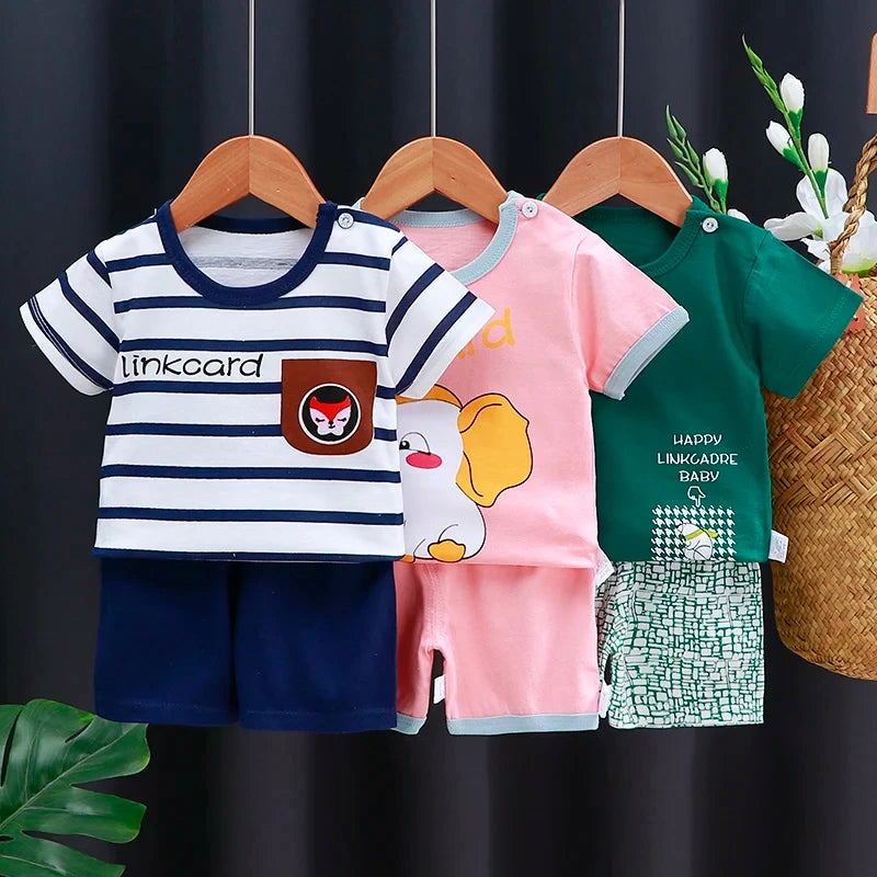 Kids Cotton Cartoon T-Shirt & Shorts Set - Classic