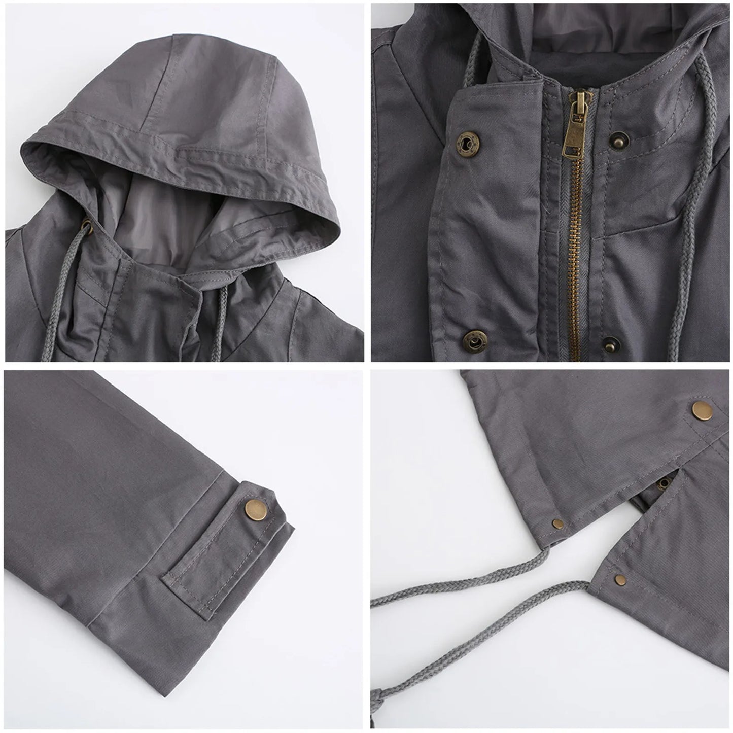 Women Hooded Trench Coat Spring Autumn Outdoor