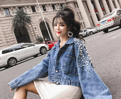 Women's Distressed Denim Jacket - Vintage Cowgirl Style