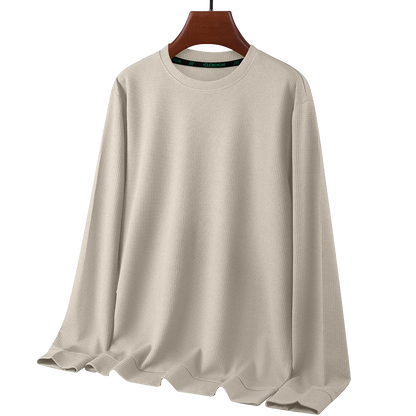 Men's Waffle Round Neck Long Sleeve T-Shirt 4XL
