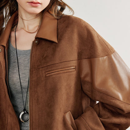 Women's Retro Suede Leather Jacket - Autumn Collection